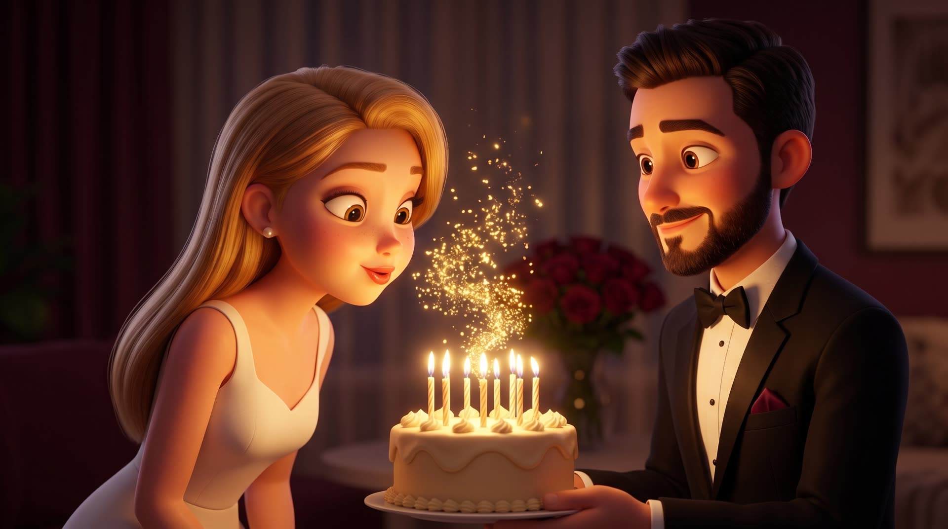 Luisa e Felipe com o bolo do primeiro aniversário juntos